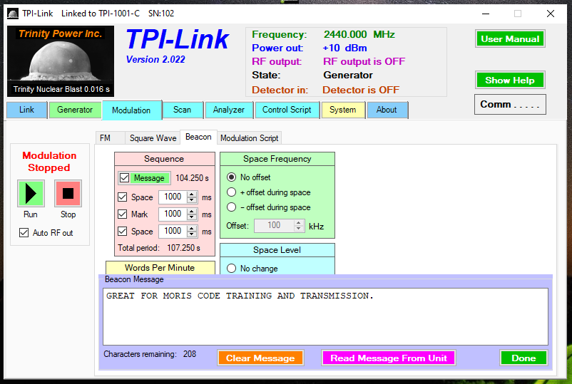 TPI-1001-C Signal Generator Moris Code Training and Transmission